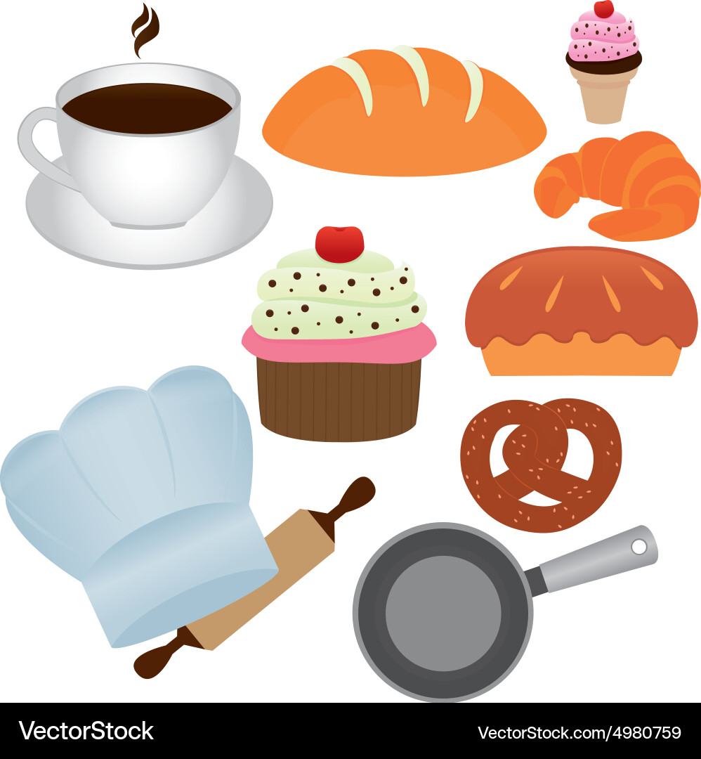 Abstract bakery objects on a white background Vector Image