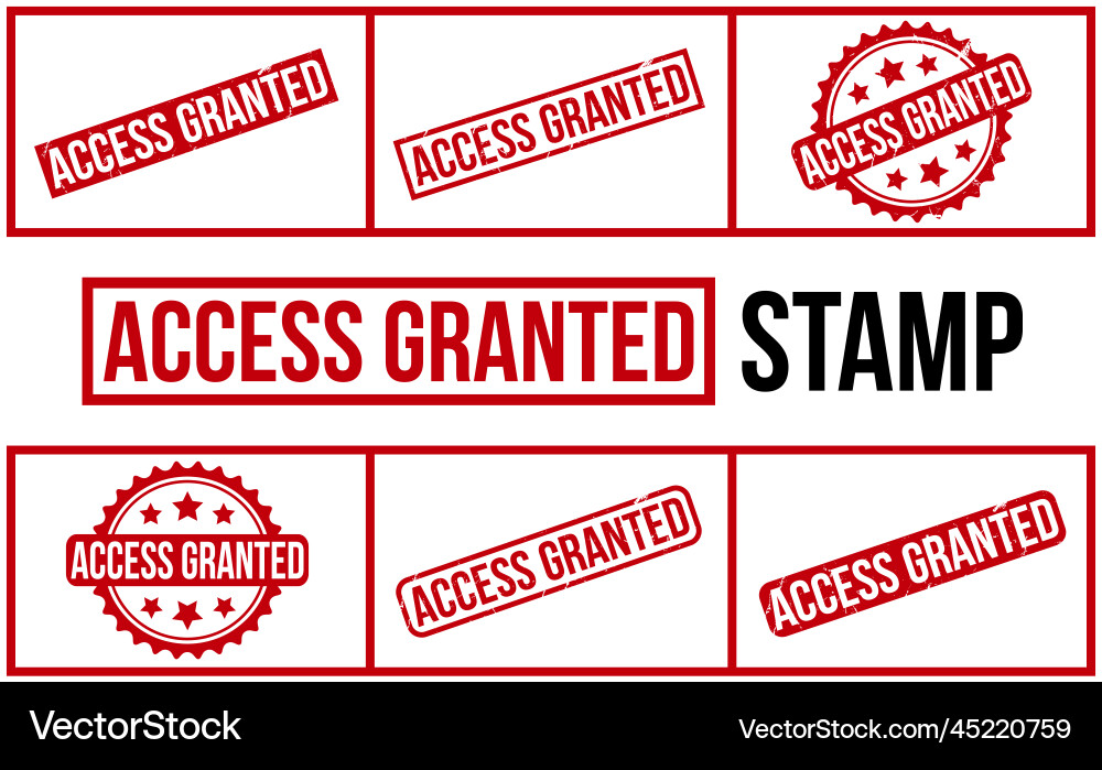 Access Granted Stamp Set - Rot Vektorbild