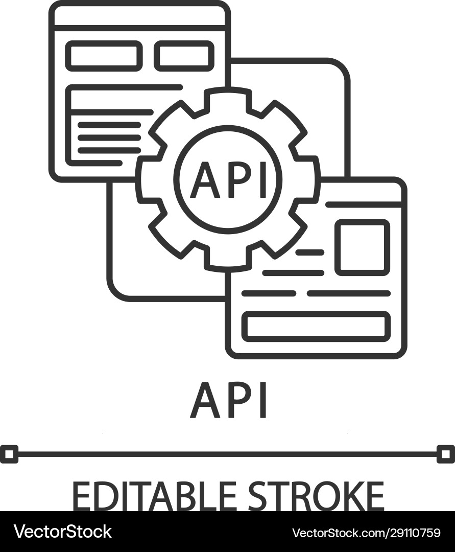 API Linear Icon - Application Interface vector image