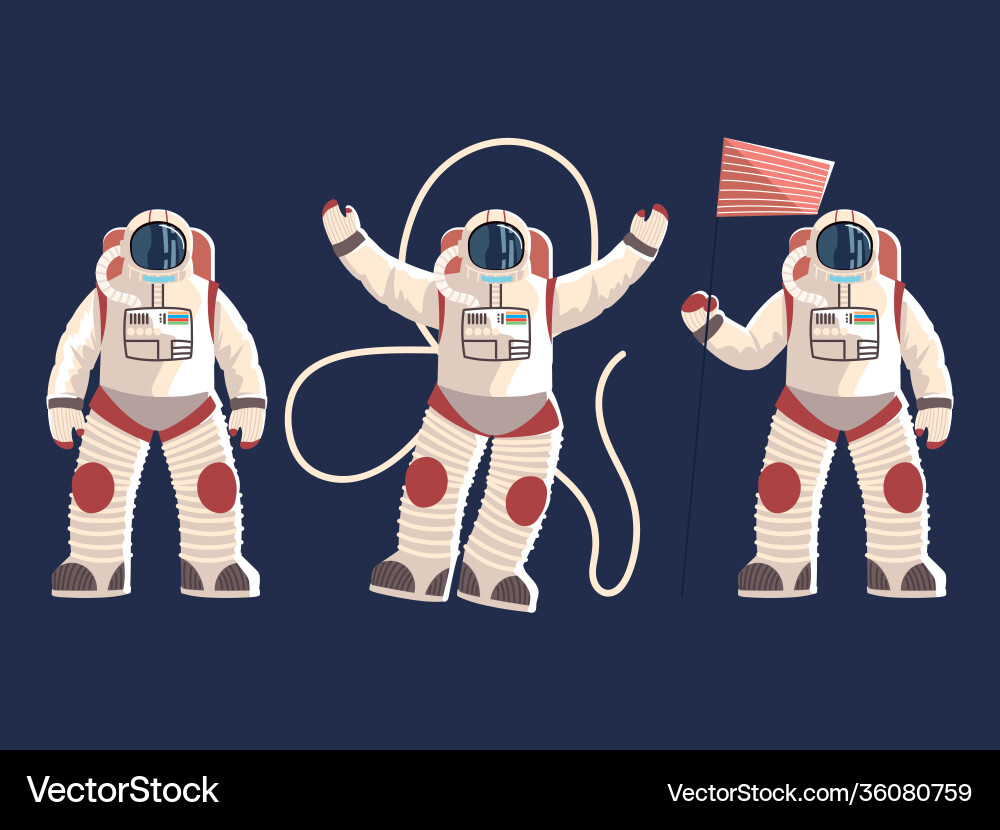 Astronauts character in spacesuits helmet uniform vector image