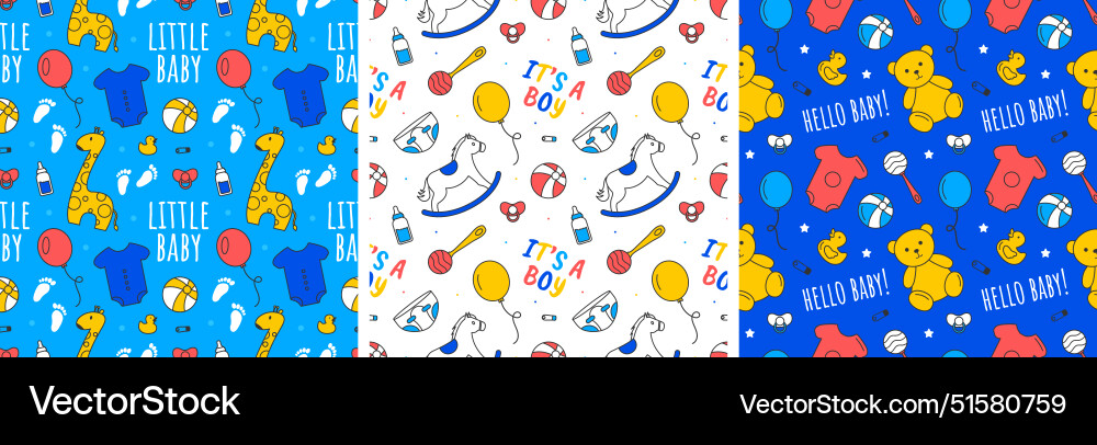 Baby seamless pattern design a set of simple Baby seamless pattern design a set of simple vector image