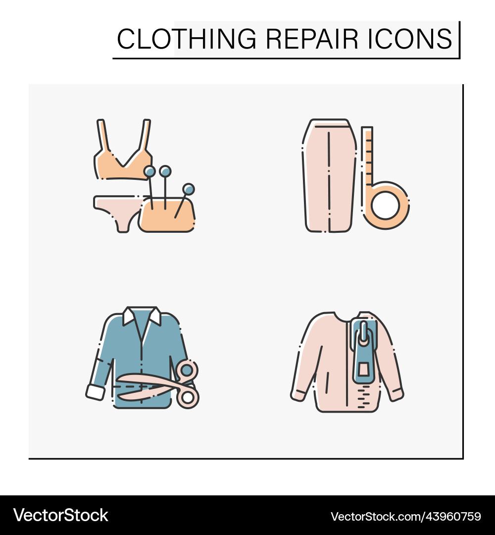 Clothing repair color icons set Clothing repair color icons set vector image