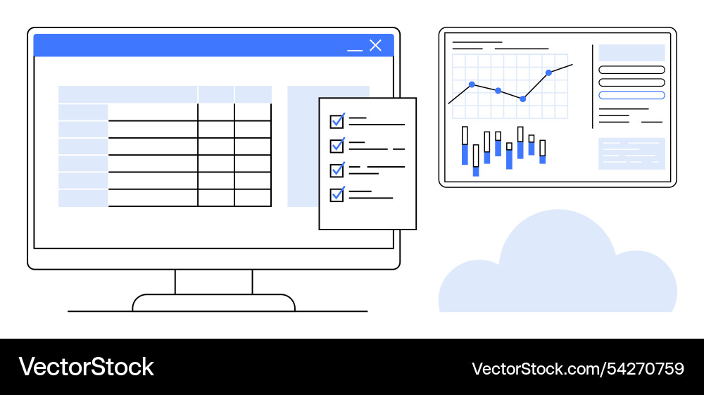 Data analytics with spreadsheet and dashboard Data analytics with spreadsheet and dashboard vector image