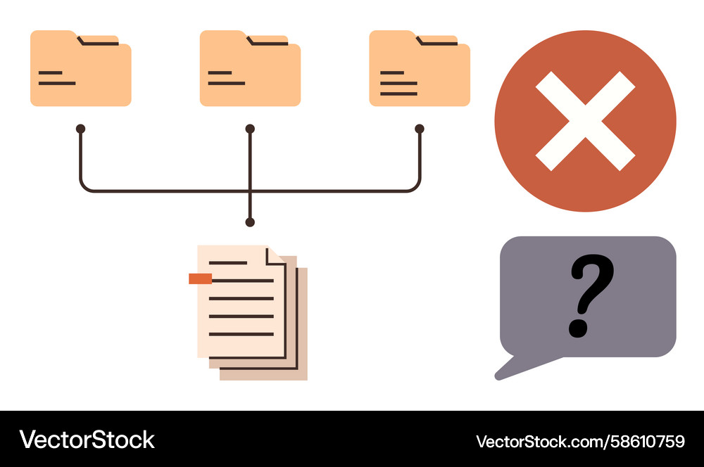File management system with problems highlighted Vector Image