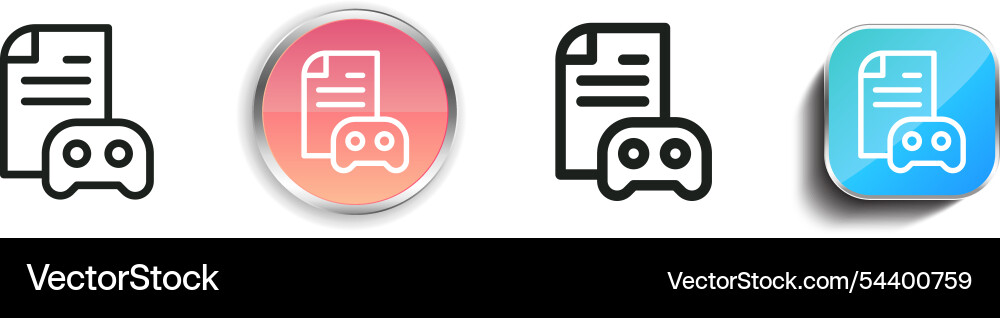 Gaming guide icon thin linear regular and button Gaming guide icon thin linear regular and button Vector Image