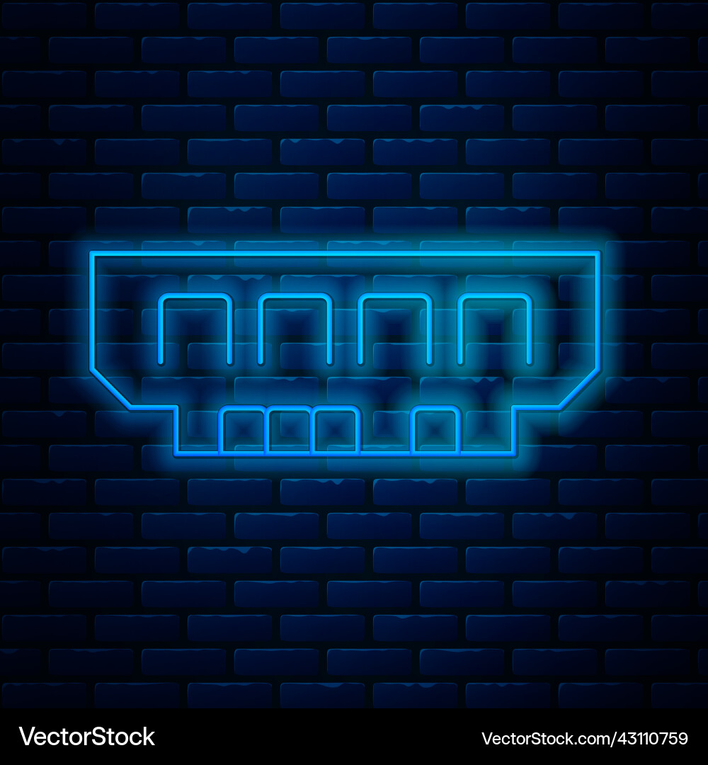 Glowing neon line ram random access memory icon Glowing neon line ram random access memory icon vector image