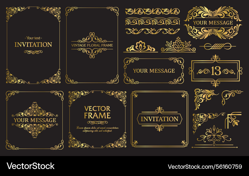 Gold vintage decorative design elements set 13 Gold vintage decorative design elements set 13 vector image