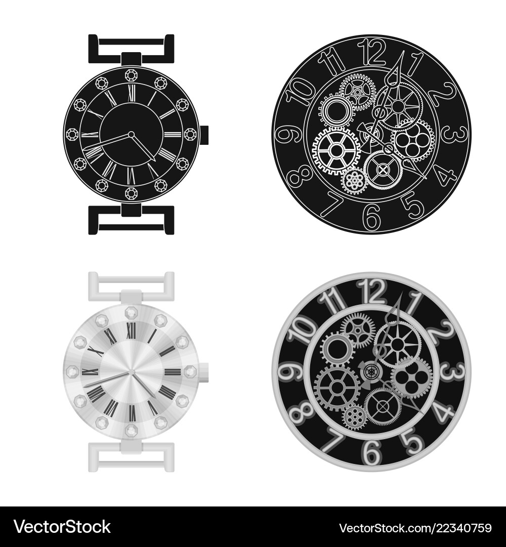 Isolated object of clock and time logo set vector image