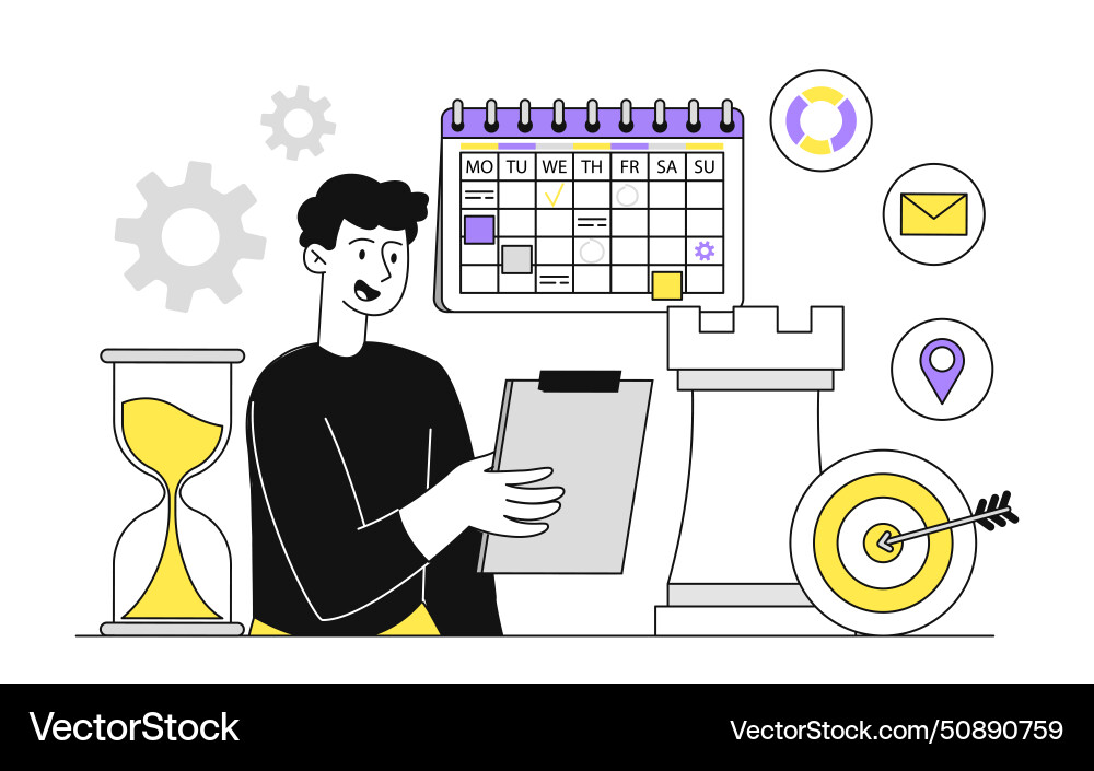 Man Scheduling Task vector image