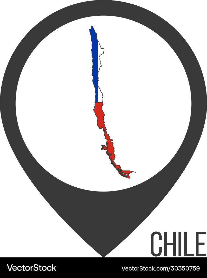 Map pointers with contry chile flag stock Vector Image