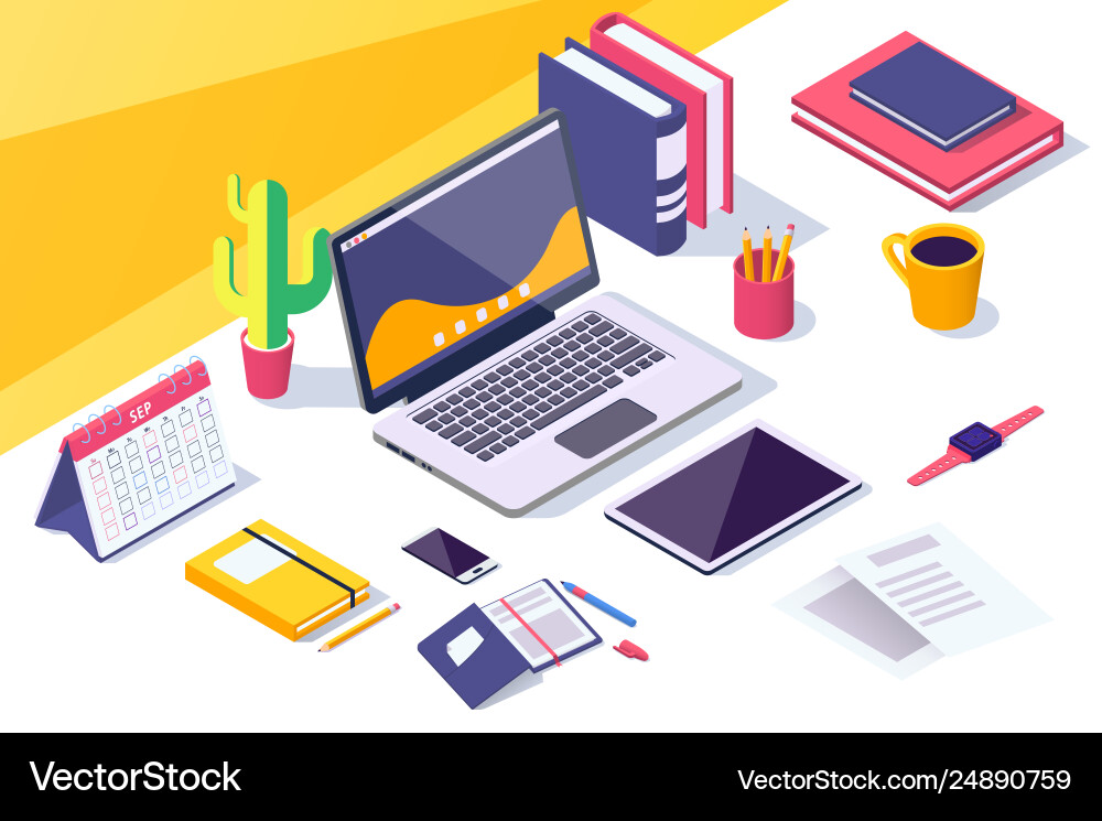 Modern Workspace with Tech Devices vector image