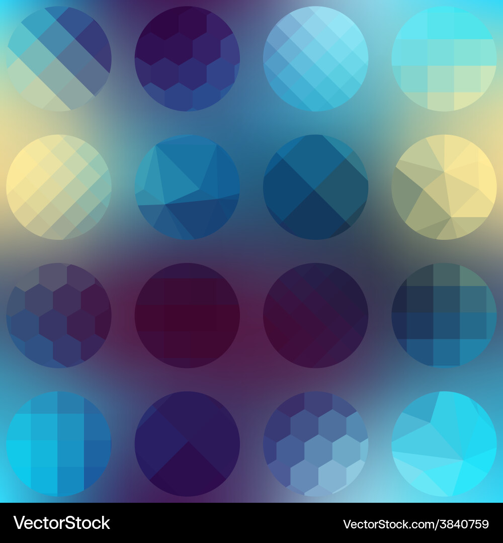Pattern circles of different texture on blurred Vector Image