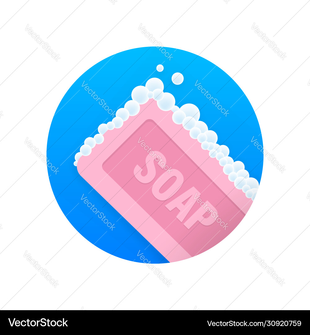Pink soap on colorful background object top view Vector Image