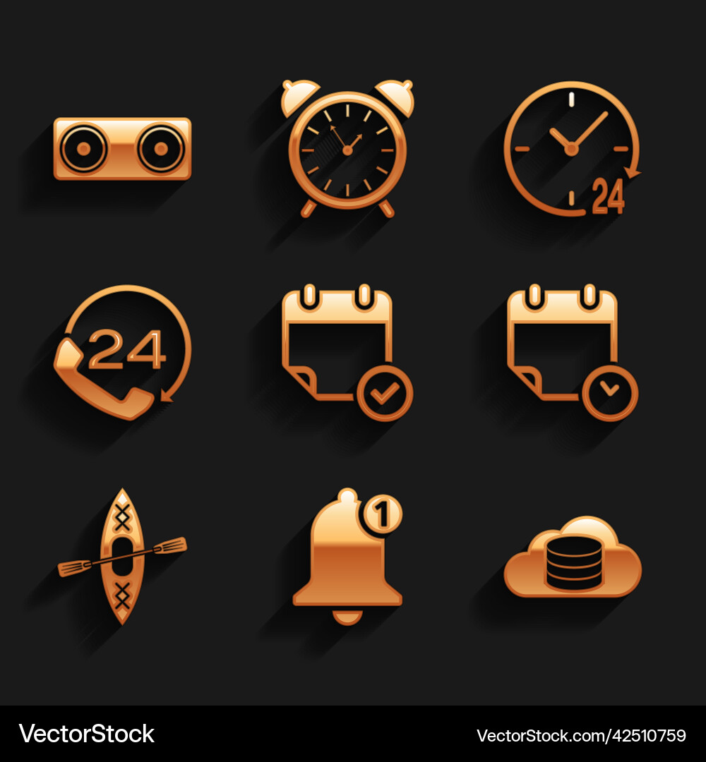 Set calendar with check mark bell cloud database vector image