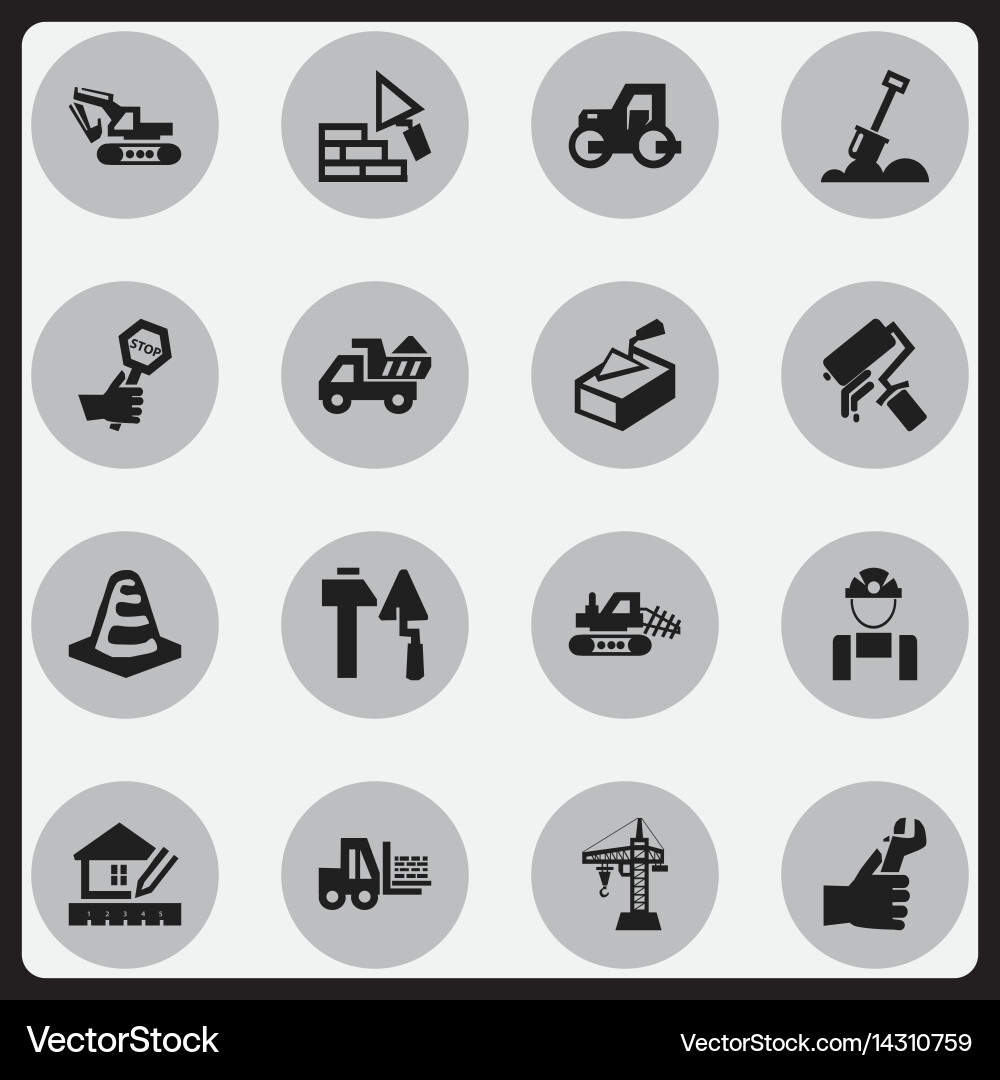 Set of 16 editable building icons includes vector image