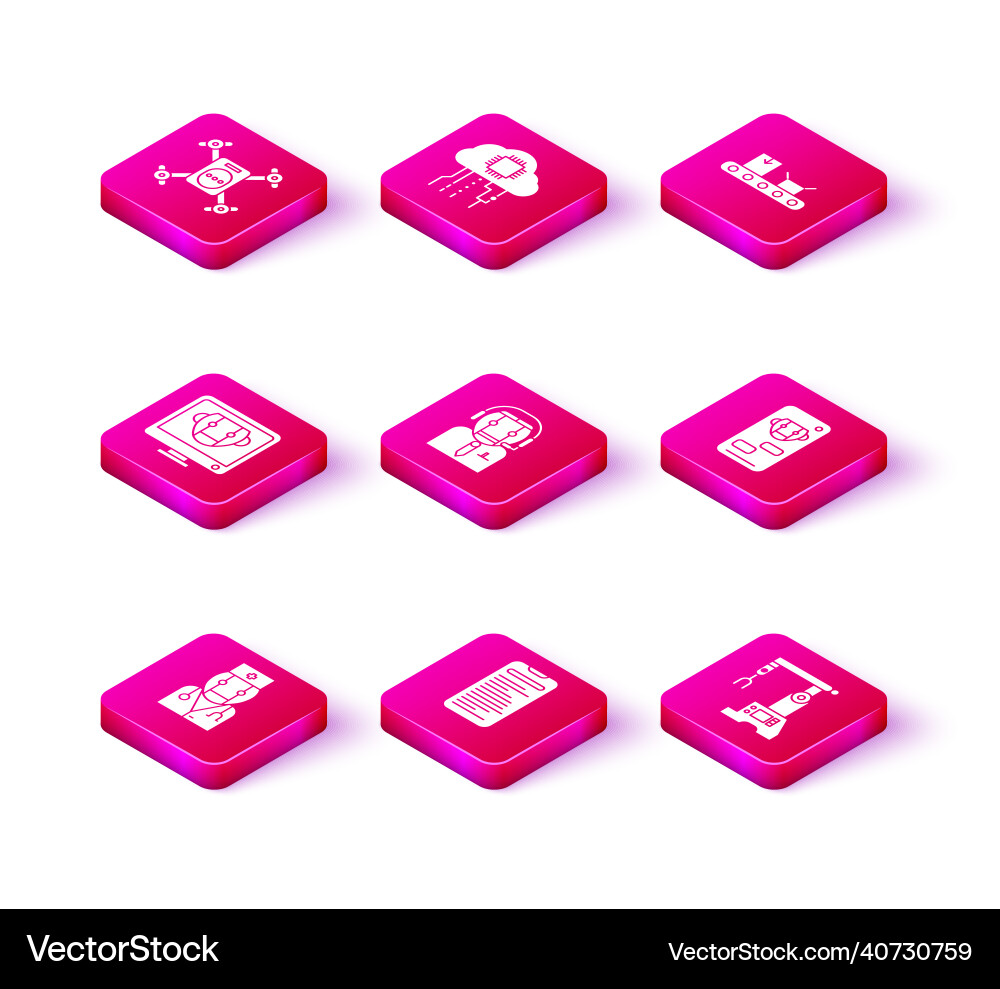 Set robot doctor computer api interface bot vector image