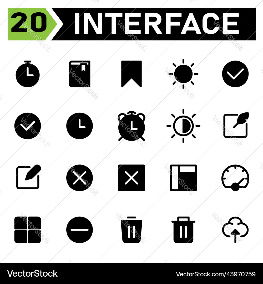 User interface icon set include time alarm vector image