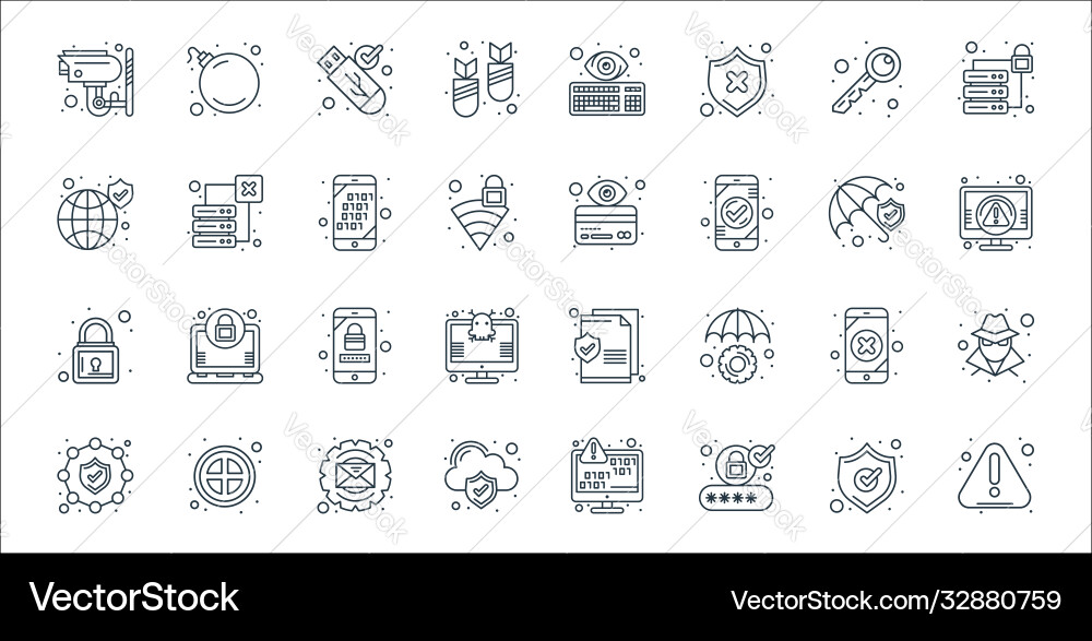 Web security line icons linear set quality Web security line icons linear set quality vector image