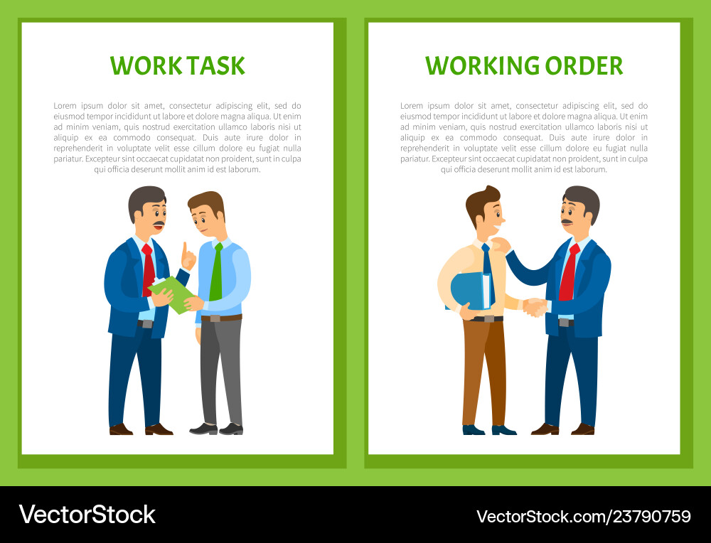 Working order and work task boss gives instruction Vector Image