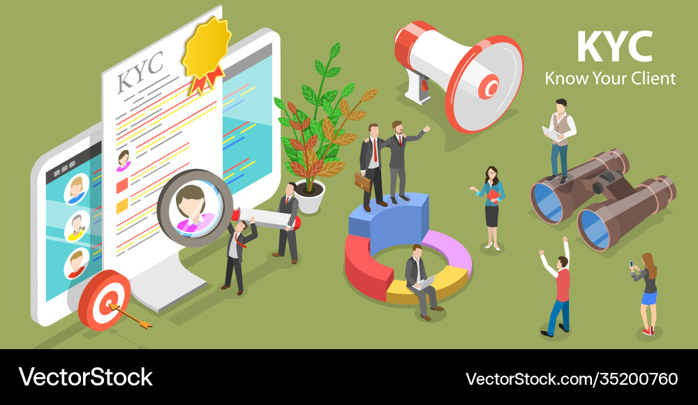 3d isometric flat concept kyc - wissen 3d isometric flat concept kyc - wissen vektorbild