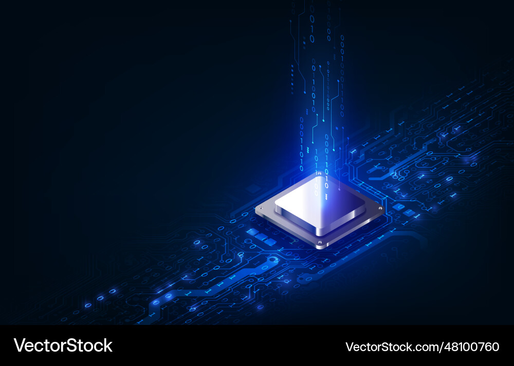 Abstract technology chip processor background vector image