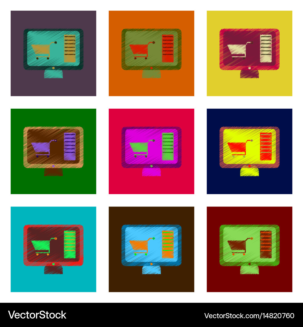 Assembly of flat shading style icon computer sale vector image