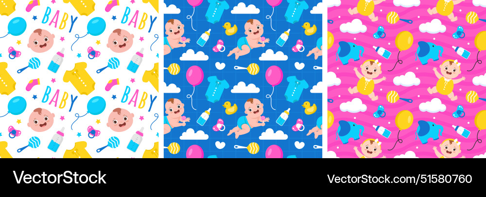 Baby seamless pattern design a set of simple vector image