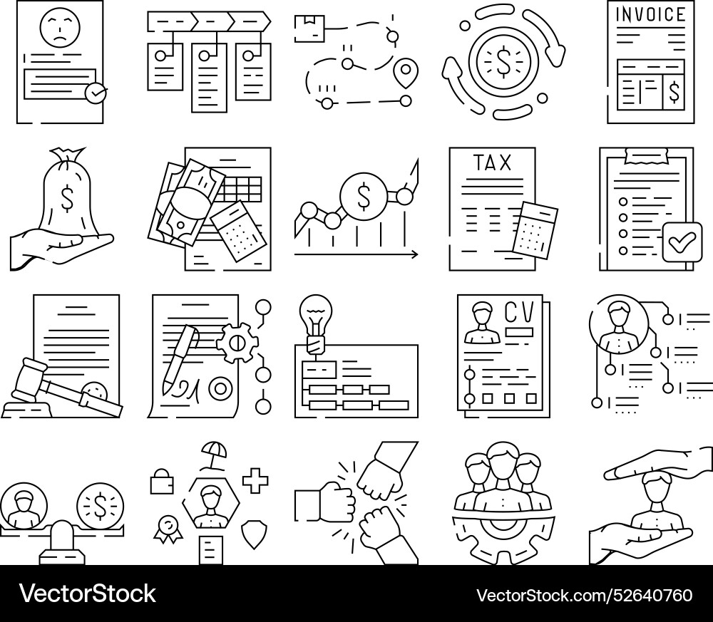 Business process technology icons set Royalty Free Vector