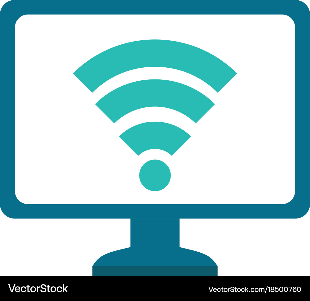 Computer display with wifi signal Vector Image