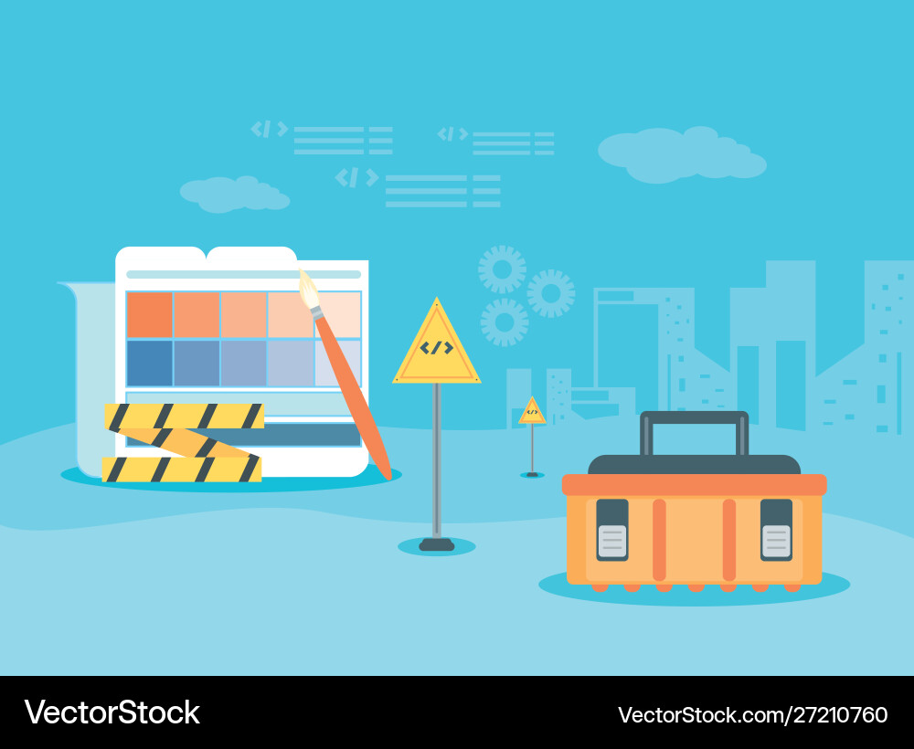 Data folder with webpage under construction vector image