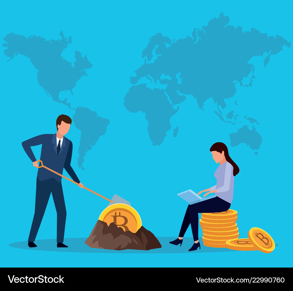 Digital mining bitcoin Digital mining bitcoin vector image
