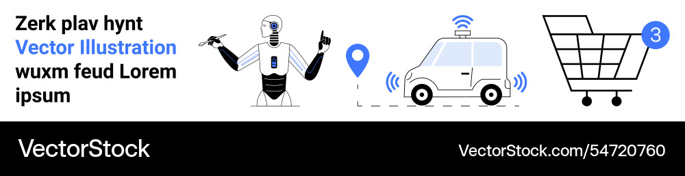 Futuristic technology elements with robot vector image