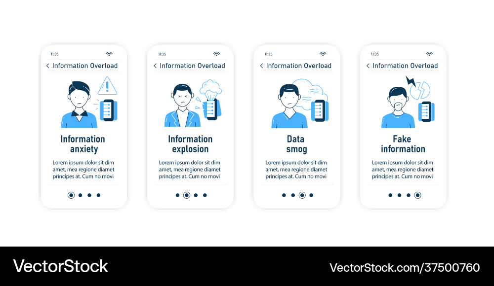 Informationen Ã14berlastung mobile App-Bildschirme Informationen Ã14berlastung mobile App-Bildschirme vektorbild