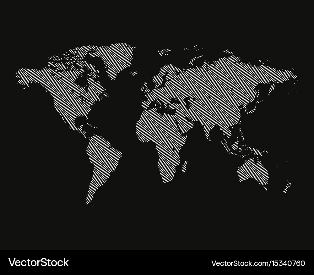Isolated black color worldmap of lines background Vector Image