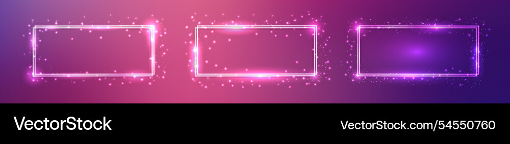 Neon double rectangular frame with shining effects Neon double rectangular frame with shining effects vector image