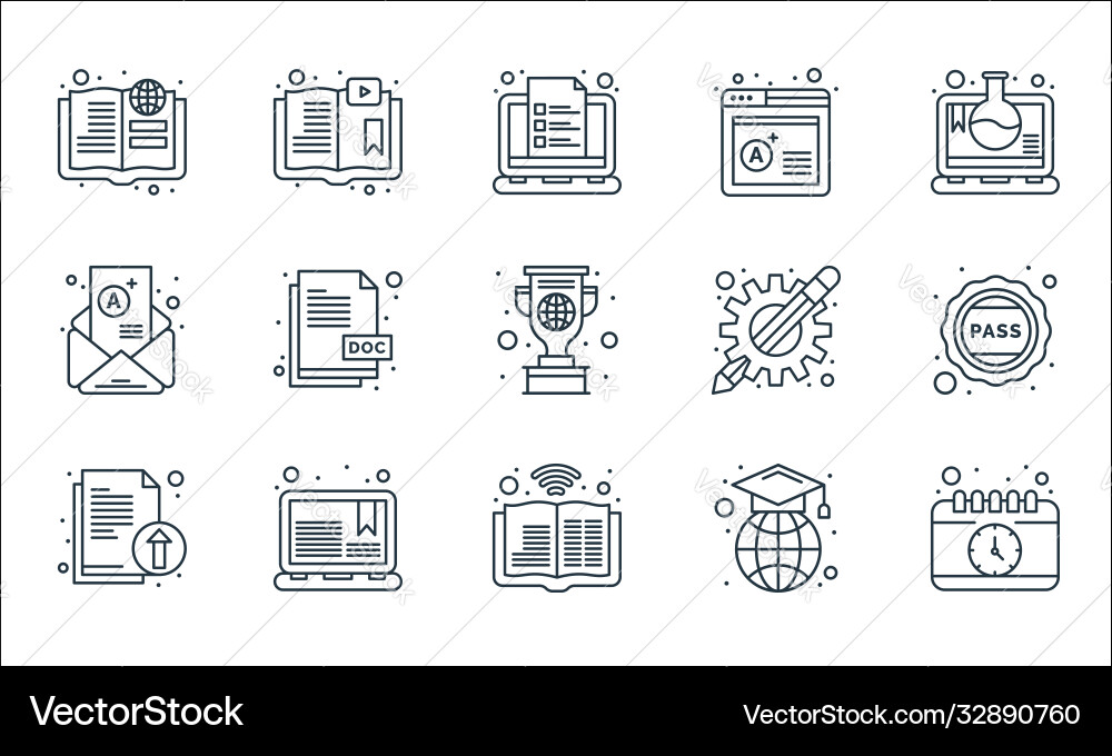 Online learning line icons linear set quality Online learning line icons linear set quality vector image
