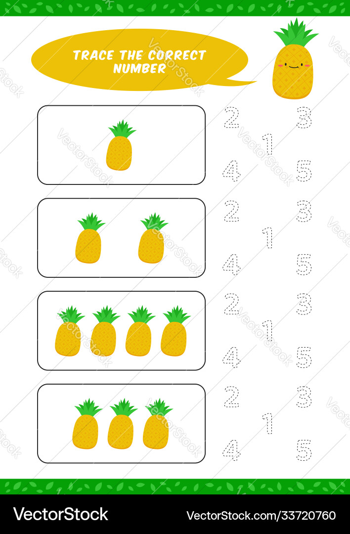 Preschool counting learn worksheet tracing Preschool counting learn worksheet tracing vector image