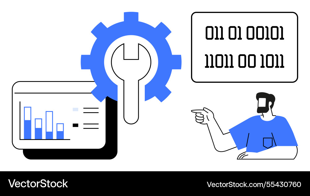 Technical data analysis and solutions represented Vector Image