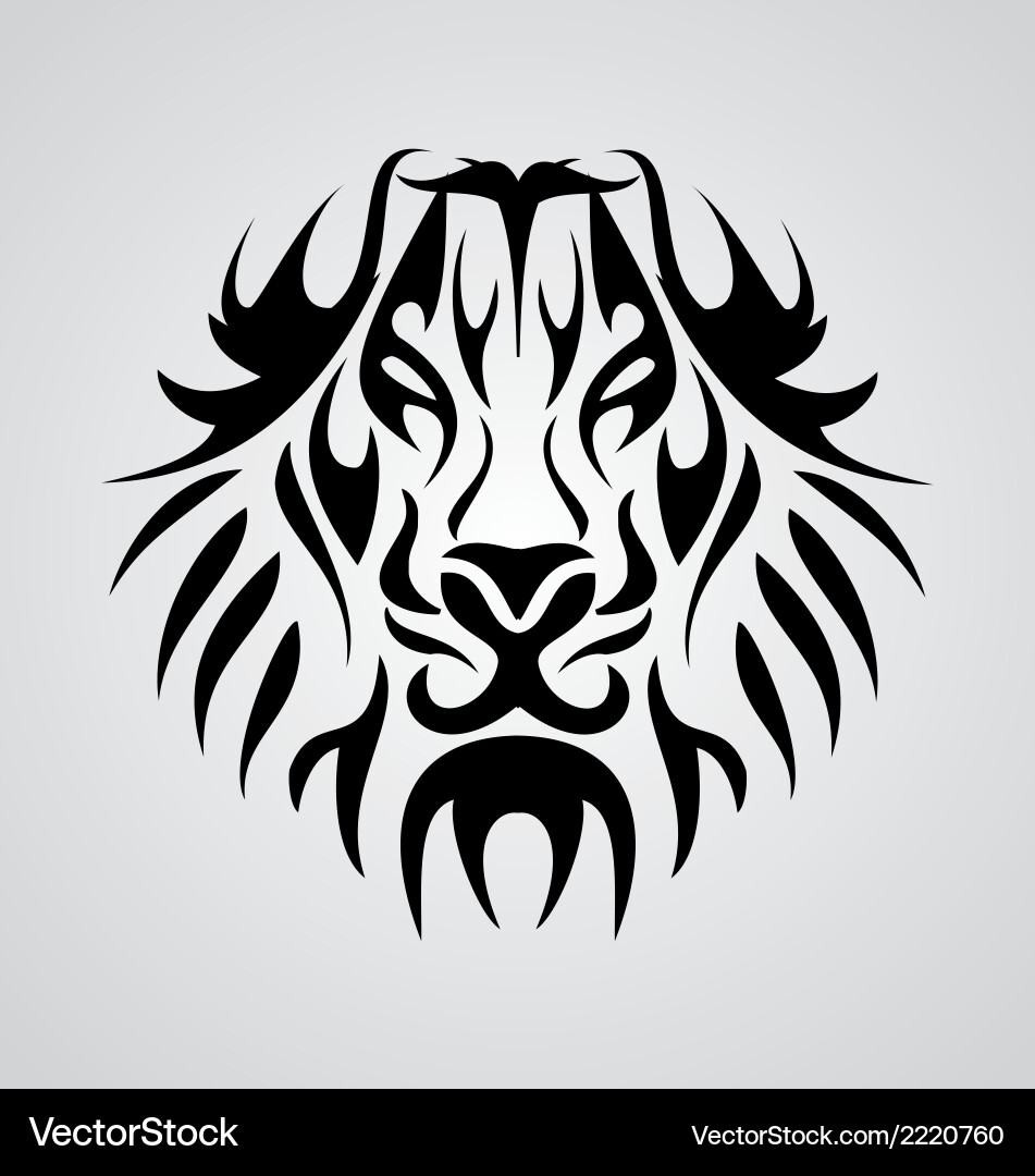 Tribal Lion Face Tattoo vector image