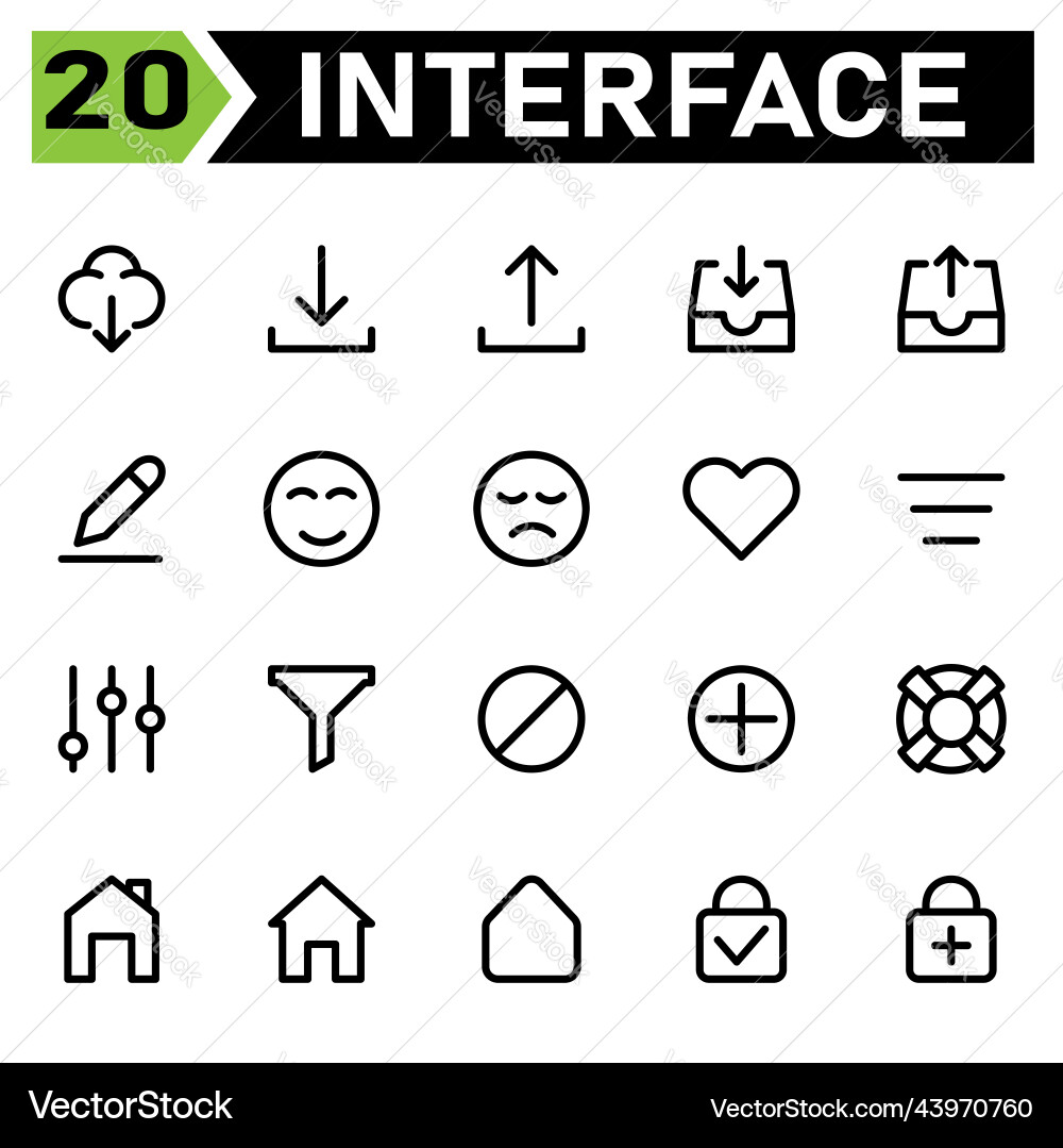 User interface icon set include cloud weather vector image