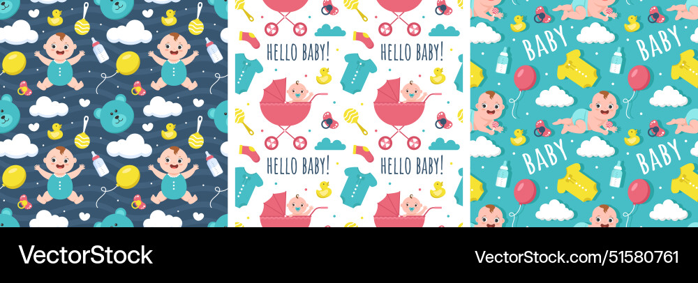 Baby seamless pattern design a set of simple Baby seamless pattern design a set of simple vector image
