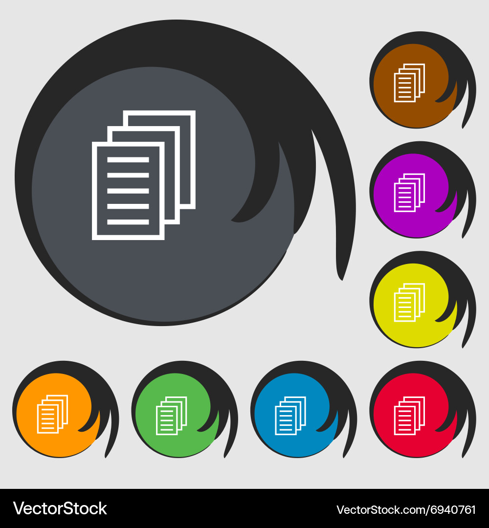 Copy file duplicate document icon symbols on eight Vector Image