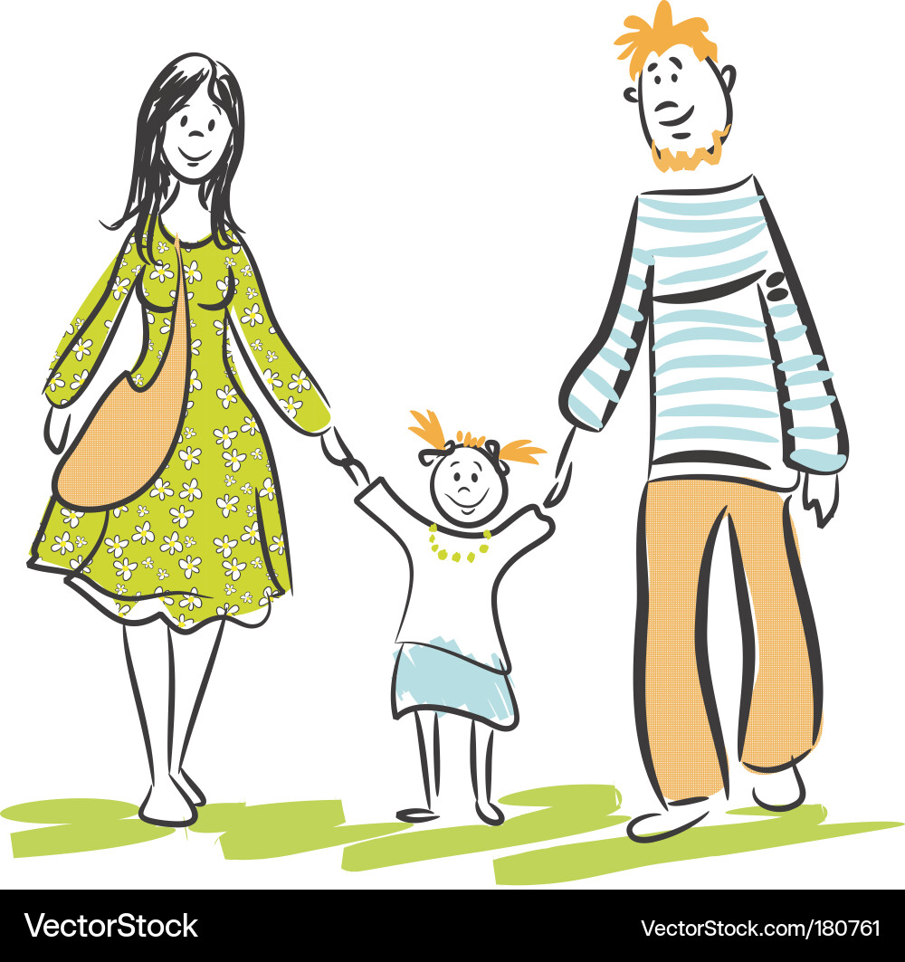 Familienwanderung im Park Vektorbild