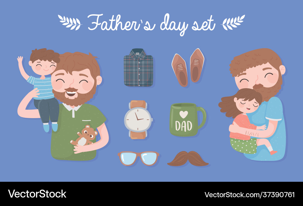 Father's Day Celebration Set Royalty Free Vector Image