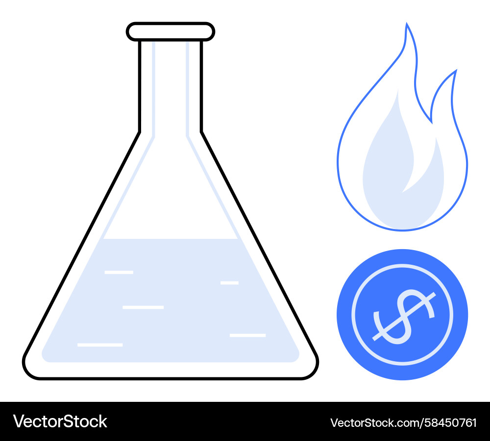 Flask with Flame and Currency Vector Image