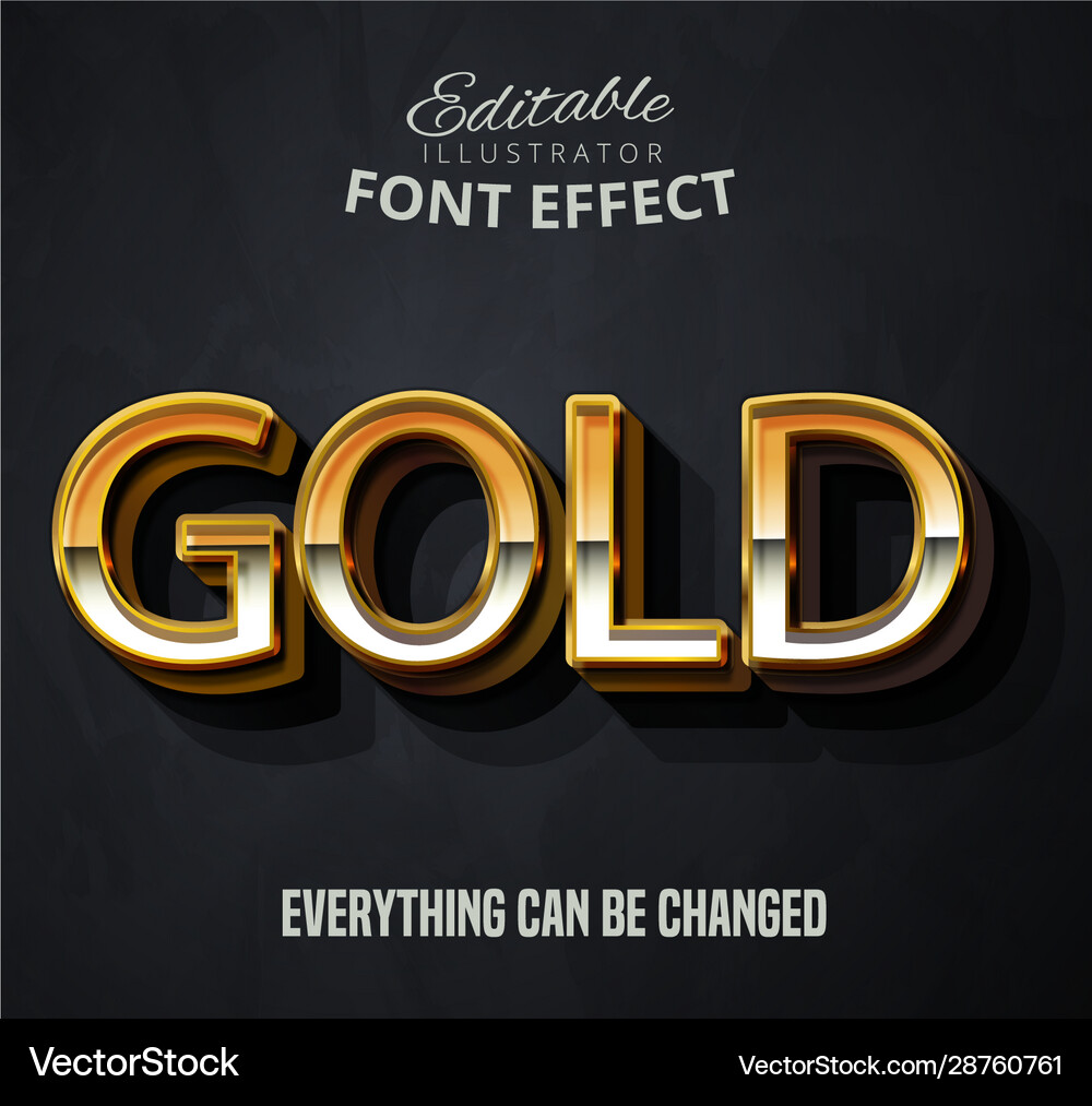 Gold text editable font effect vector image