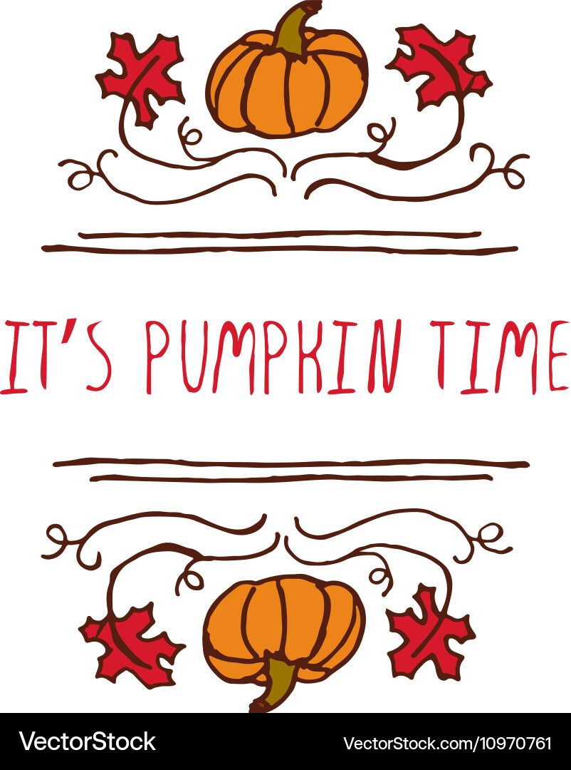 Handdrawn autumn element with text vector image