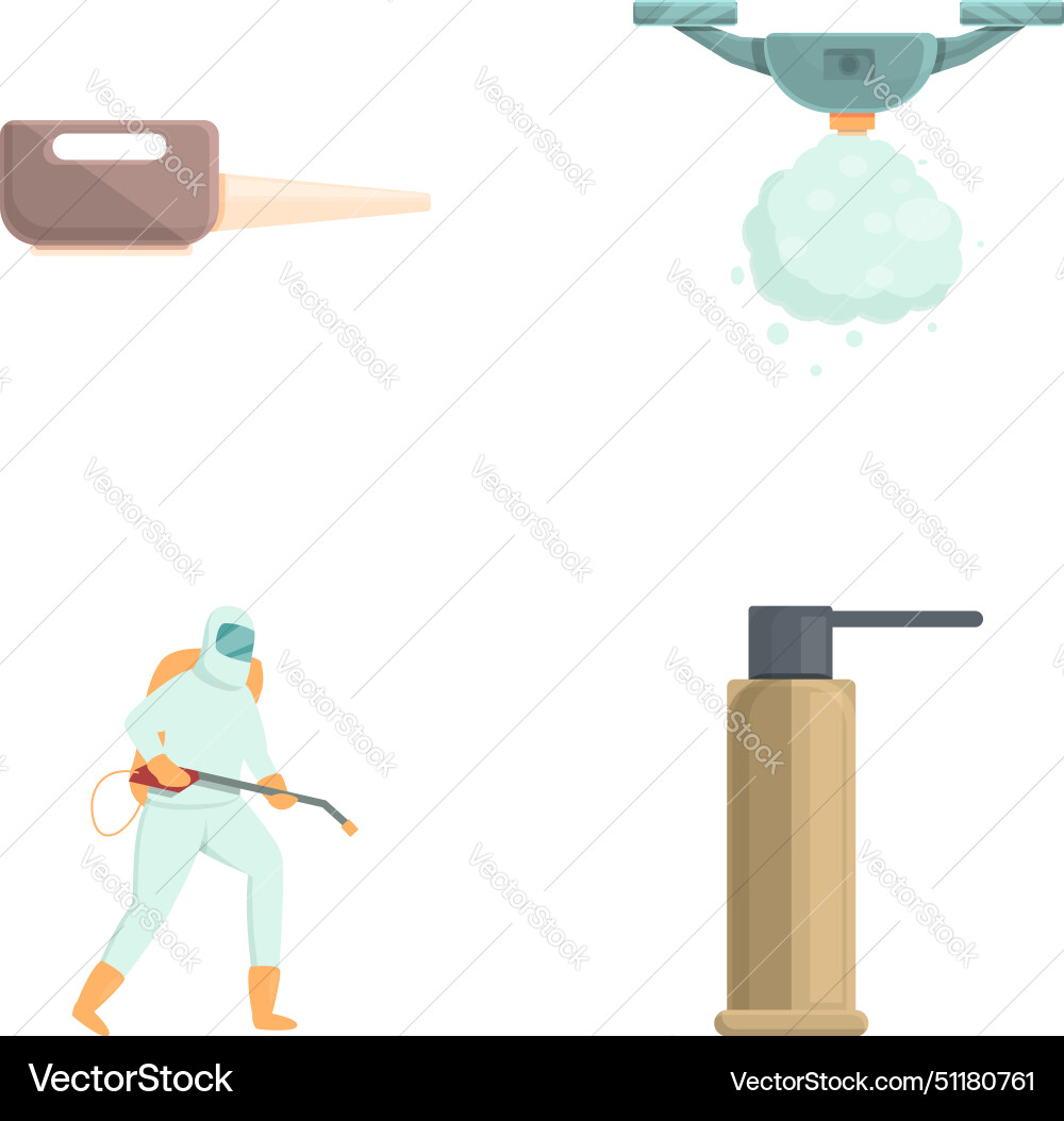 Insect control icons set cartoon Royalty Free Vector Image