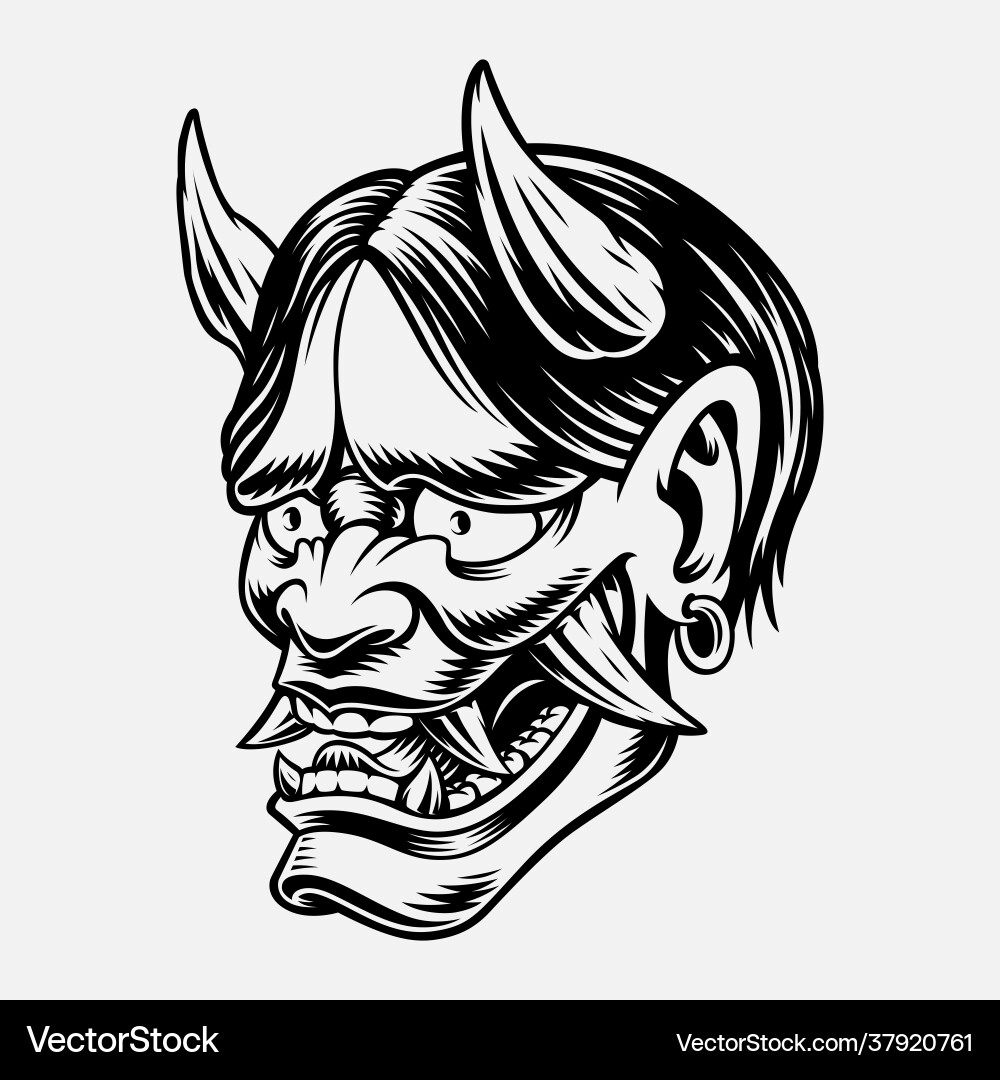 Japanese Oni Demon Head Vector Image