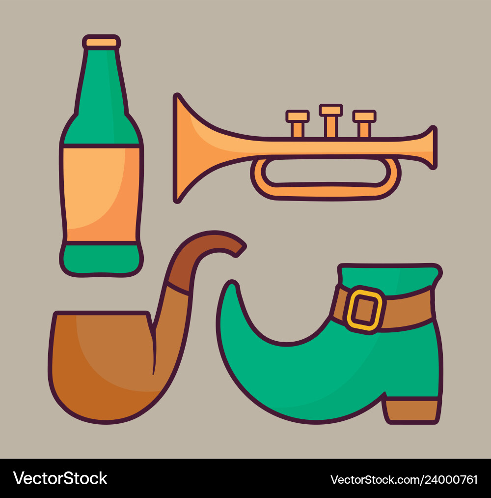Leprechaun boot with set icons Leprechaun boot with set icons Vector Image